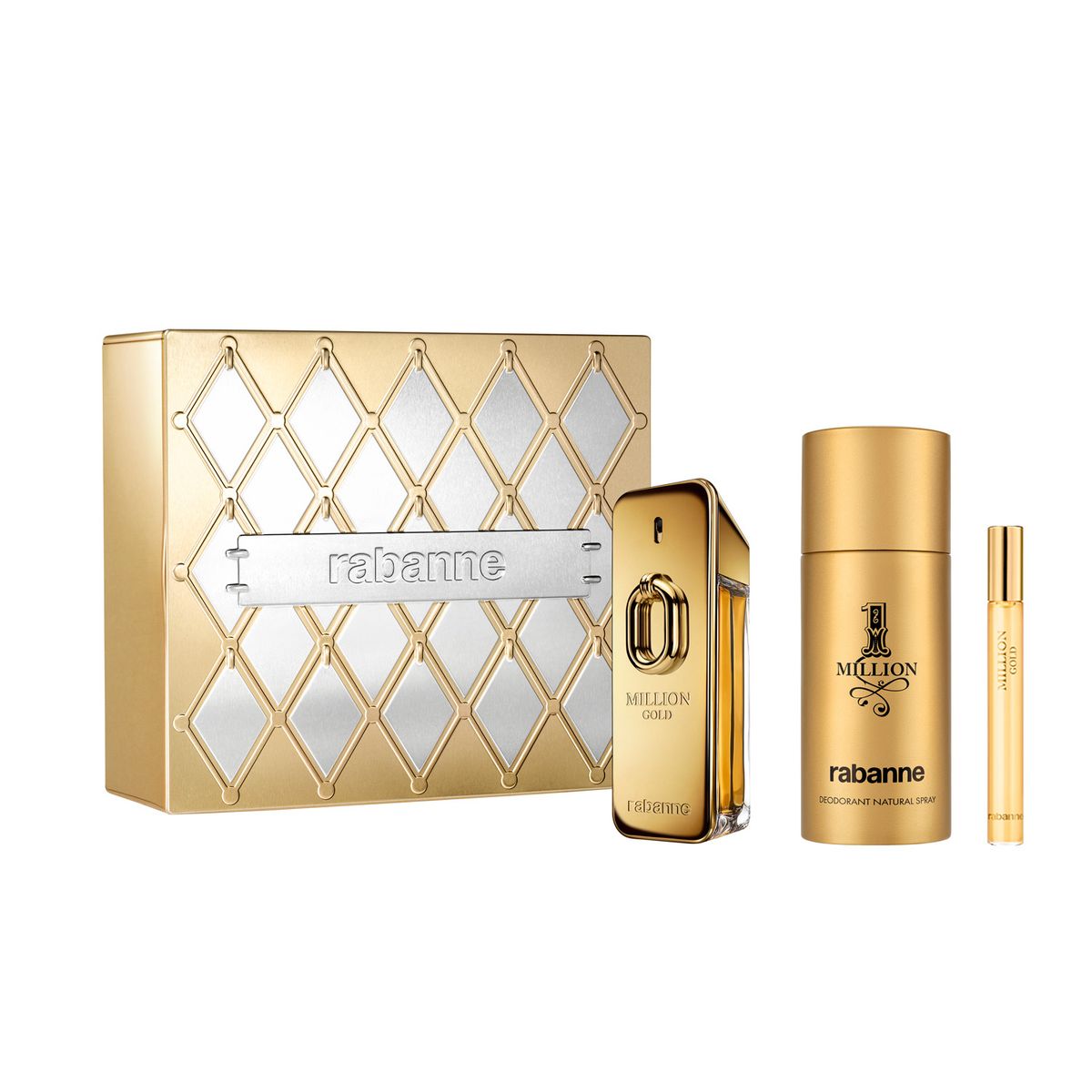 RABANNE - Set Million Gold Eau De Parfum Intense 100 Ml + 1 Million Deodorant 150 Ml + Million Gold Eau De Parfum Intense 10 Ml Rabanne