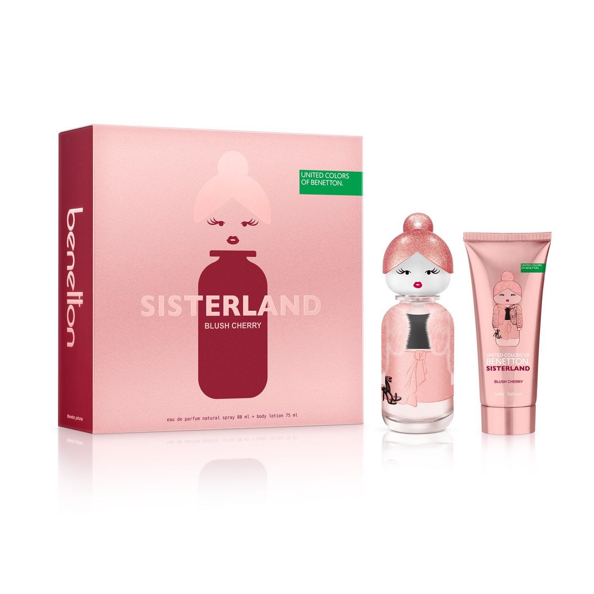 BENETTON - Set United Colors Sisterland Blush Cherry Eau De Parfum 80 Ml + Body Lotion 75 Ml Benetton