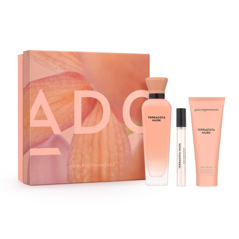 ADOLFO DOMINGUEZ - Set Terracota Musk Eau De Parfum 120 Ml + Body Lotion 75 Ml + Eau De Parfum 10 Ml Adolfo Dominguez