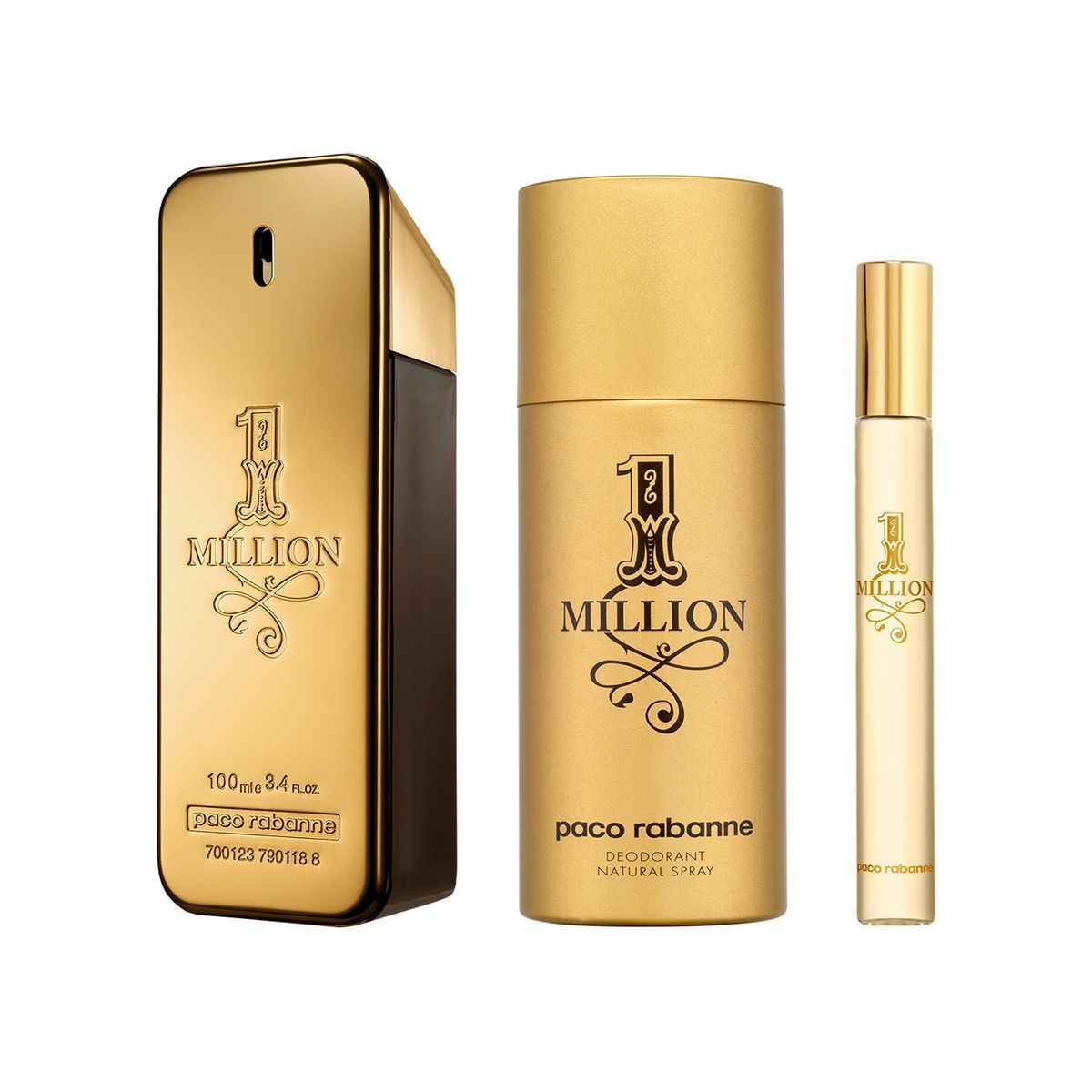RABANNE - Set Perfume Hombre 1 Million Edt 100 Ml + Desodorante 150 Ml + Eau De Toilette 10 Ml Rabanne