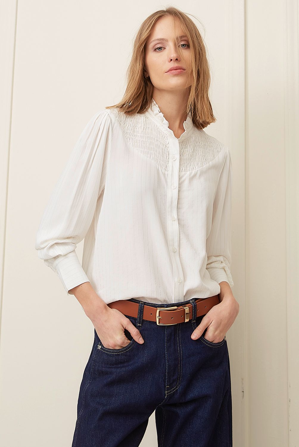 BASEMENT - Blusa Manga Larga Algodón Mujer Basement