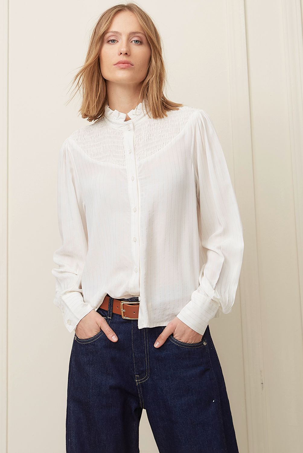 BASEMENT - Blusa Manga Larga Algodón Mujer Basement