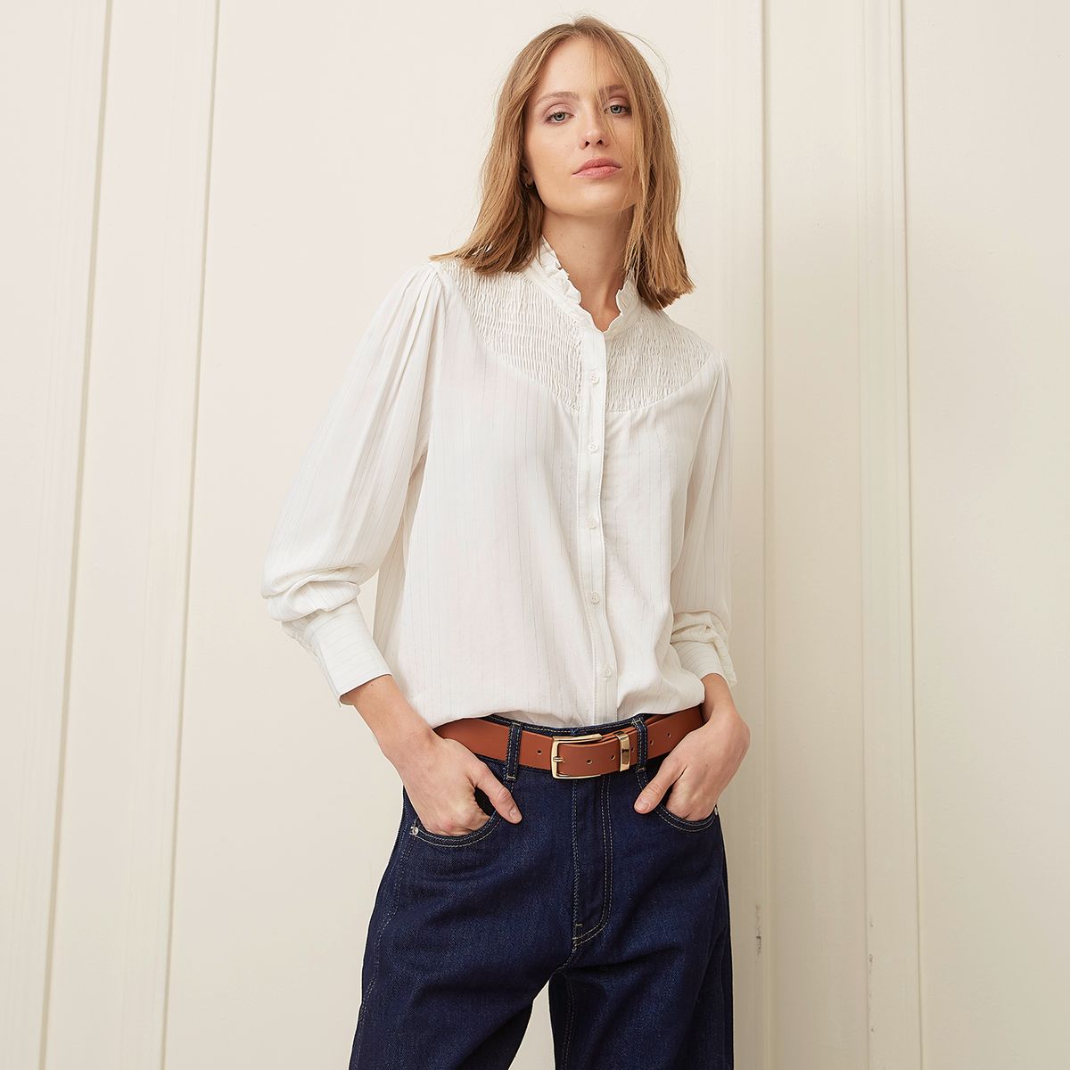 BASEMENT - Blusa Manga Larga Algodón Mujer Basement