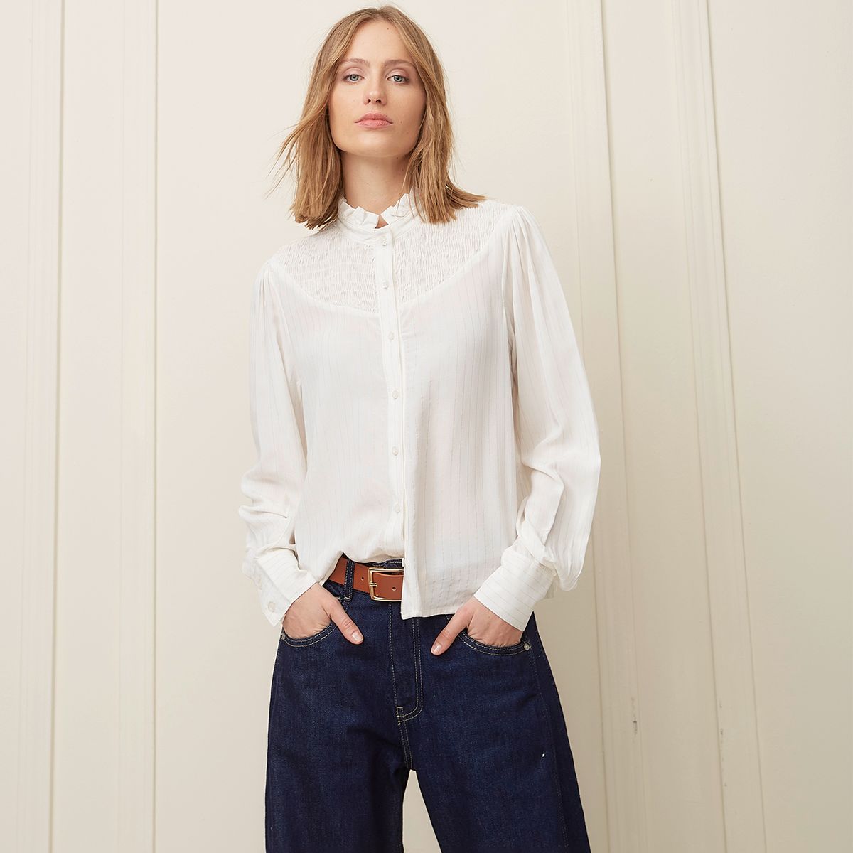 BASEMENT - Blusa Manga Larga Algodón Mujer Basement