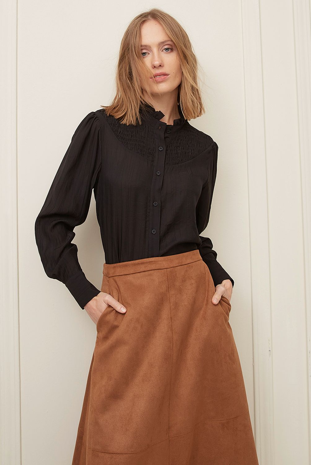 BASEMENT - Blusa Manga Larga Algodón Mujer Basement