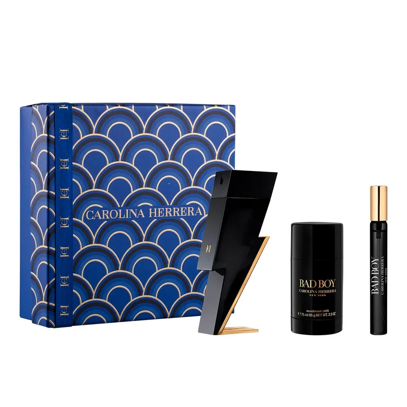 CAROLINA HERRERA - Set Perfume Hombre Bad Boy Edt 100 Ml + Desodorante 100Ml + Edt 10Ml Carolina Herrera