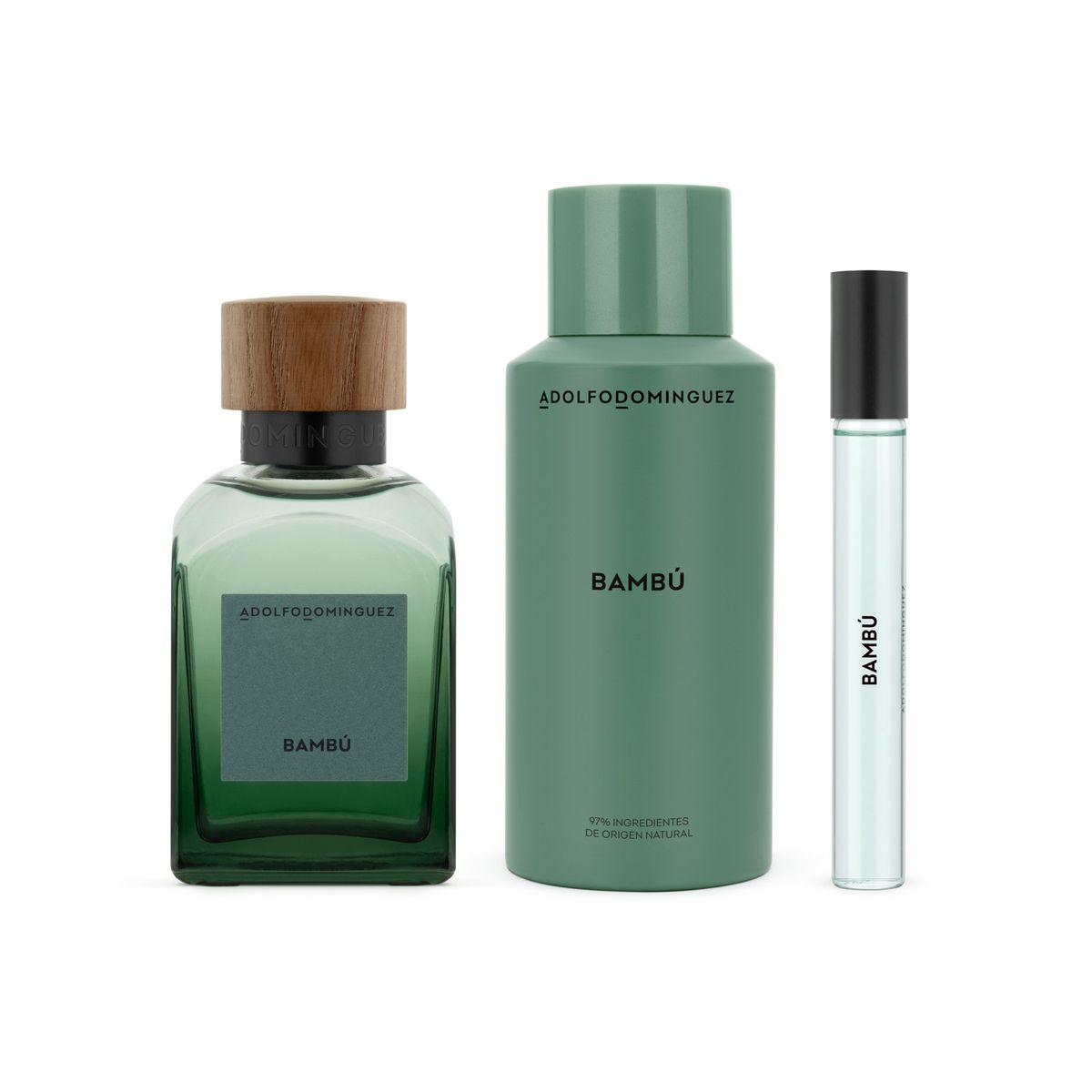 ADOLFO DOMINGUEZ - Set Regalo Adolfo Dominguez Perfume Hombre Bambú EDP 120Ml + Desodorante 150Ml + Megaspritzer 10Ml Adolfo Dominguez