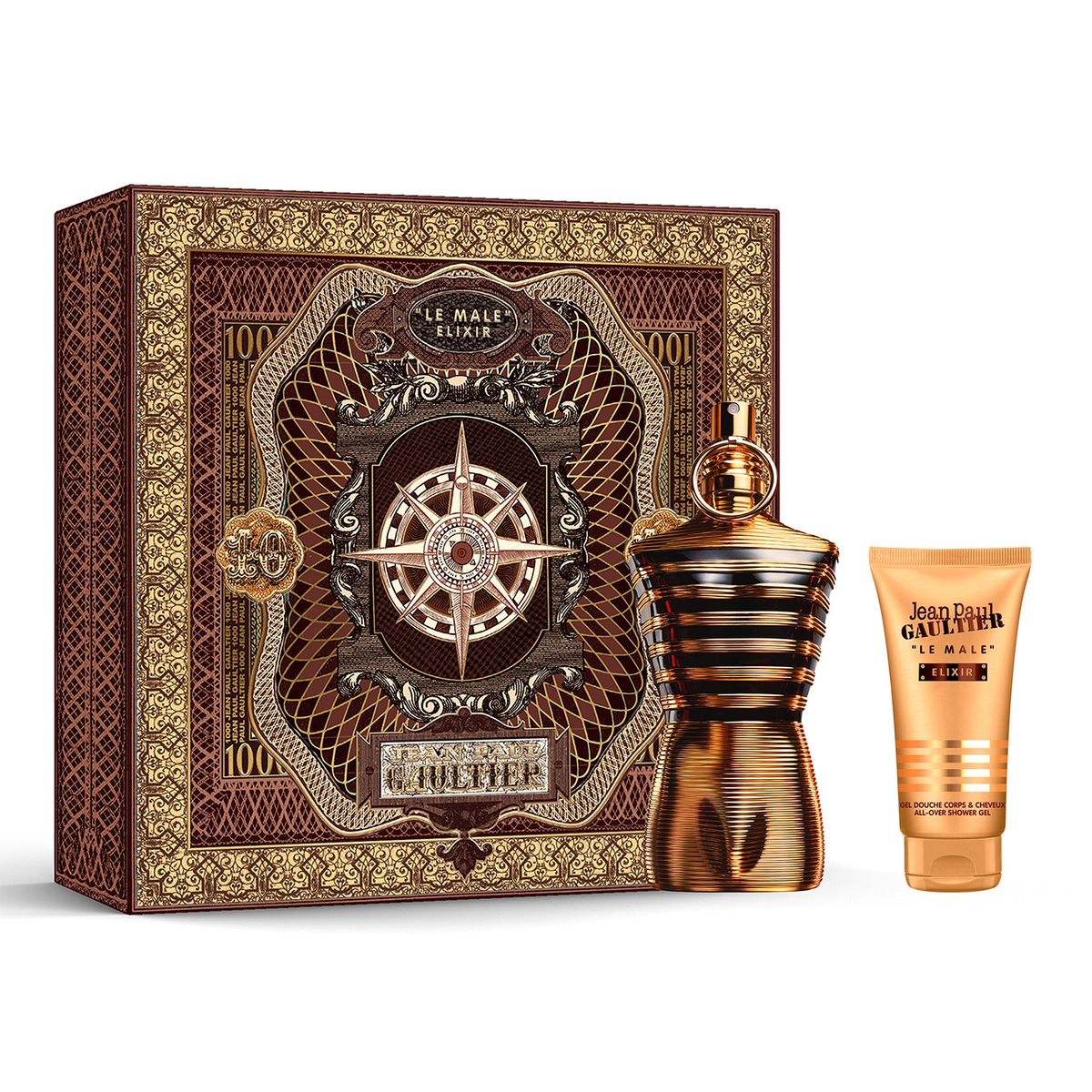 JEAN PAUL GAULTIER - Set Perfume Hombre Le Male Elixir Parfum 125 Ml + All-Over Gel De Baño 75 Ml Jean Paul Gaultier