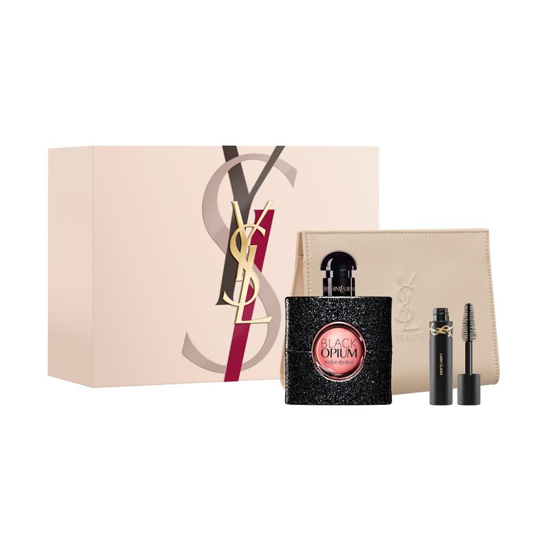 YVES SAINT LAURENT - Set Perfume Mujer Black Opium EDP 50ml + Mini máscara de pestañas Lash Clash + Cosmetiquero YSL