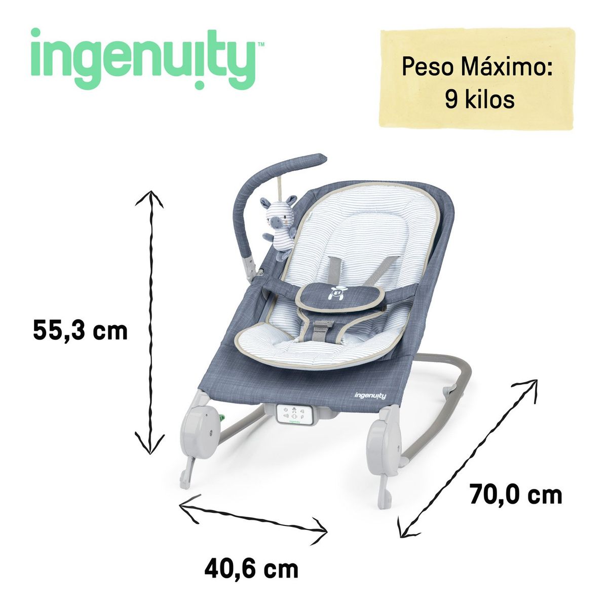 INGENUITY - Silla Nido Rocker Happy Belly Chambray Ingenuity