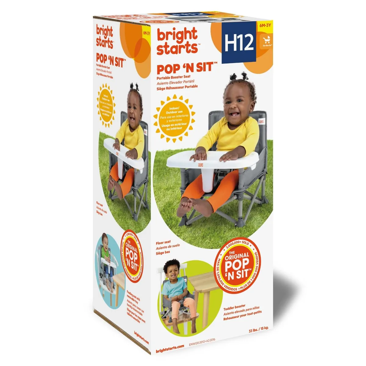 BRIGHT STARTS - Silla Tipo Booster Pop N Sit Grey Bright Starts