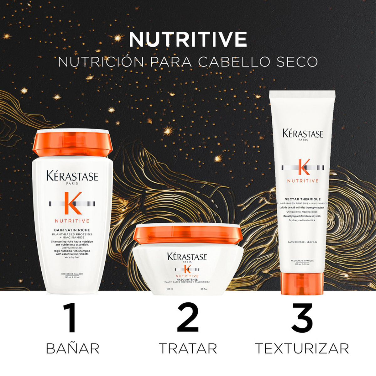 KERASTASE - Cofre Nutritivo Shampoo + Máscara + Texturizante Para Cabello Muy Seco Nutritive