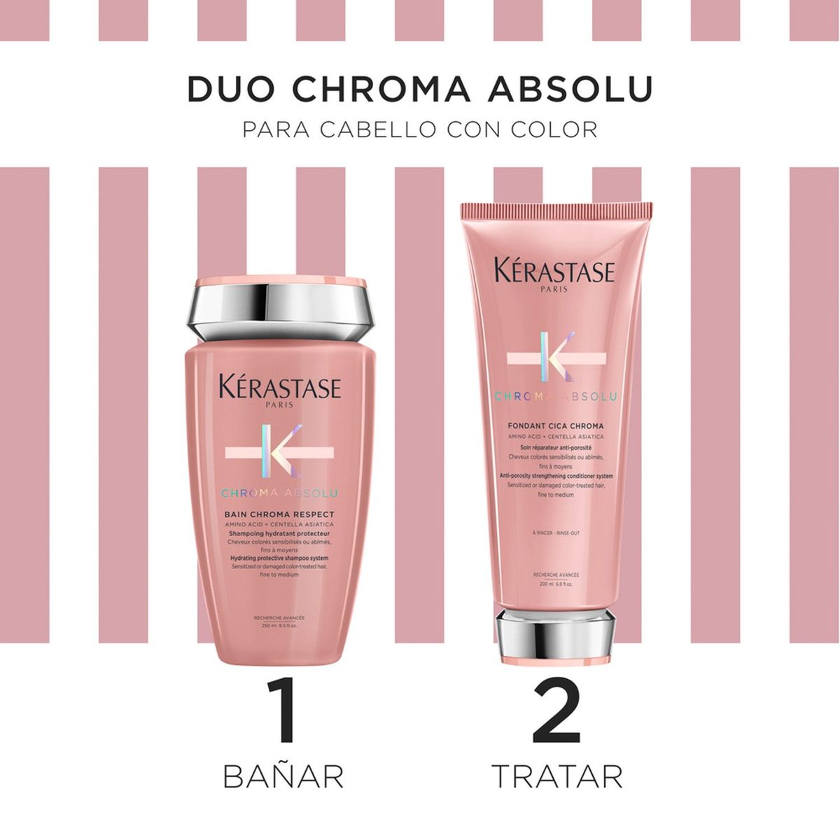 KERASTASE - Cofre Cuidado Del Color Shampoo 250Ml + Acondicionador 200Ml Para Cabello Fino A Medio Chroma Absolu Kérastase Kerastase