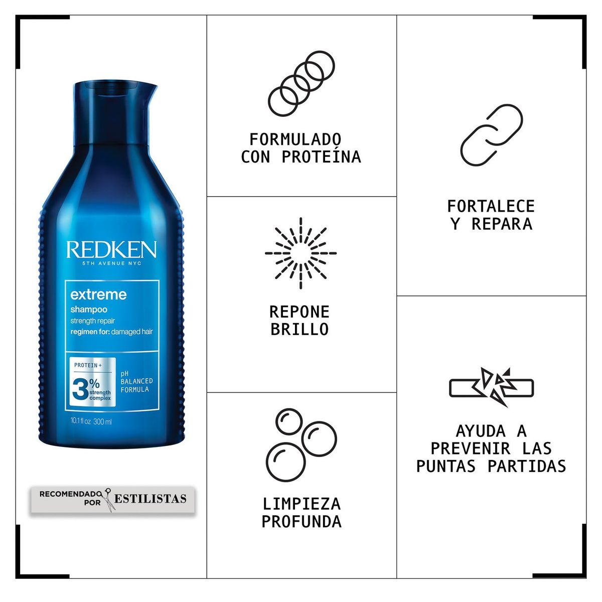 REDKEN - Set Reparacion Cabello Dañado Extreme Shampoo 300ml + Acondicionador 300ml Redken