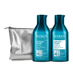 REDKEN - Set Fortalecedor de Largos Cabello Quebradizo Extreme Length Shampoo 300ml + Acondicionador 300ml