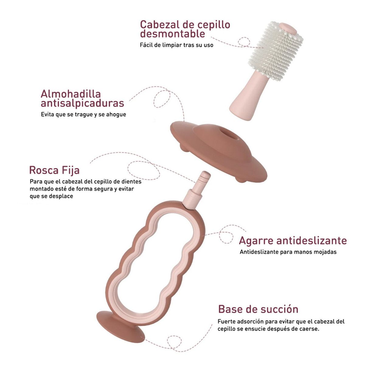 MOMCOZY - Cepillo Dental Silicona Rosa Momcozy