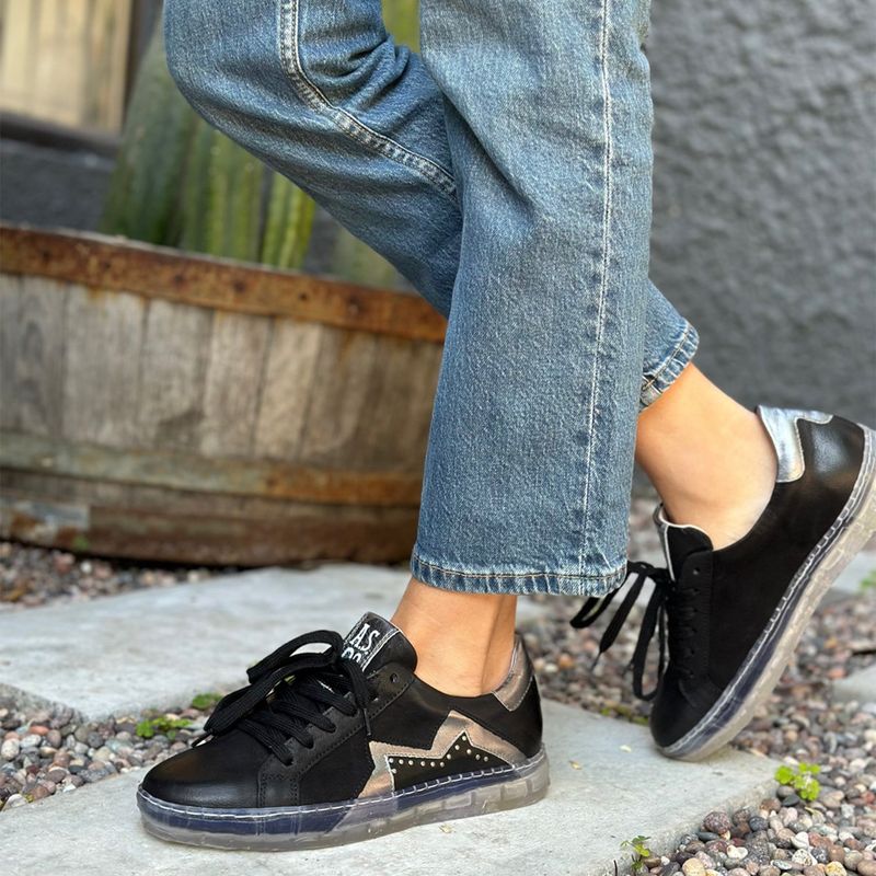 AS 98 - Zapatilla Urbana Mujer Cuero Negro As 98