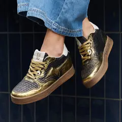 AS 98 - Zapatilla Urbana Mujer Cuero Dorada