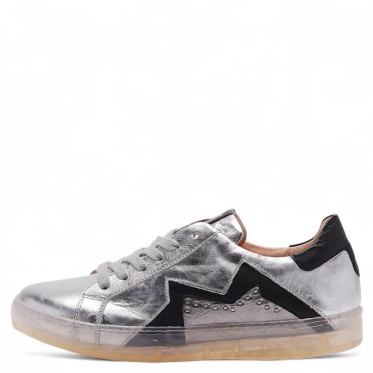 AS 98 - Zapatilla Urbana Mujer Cuero Plateada AS 98