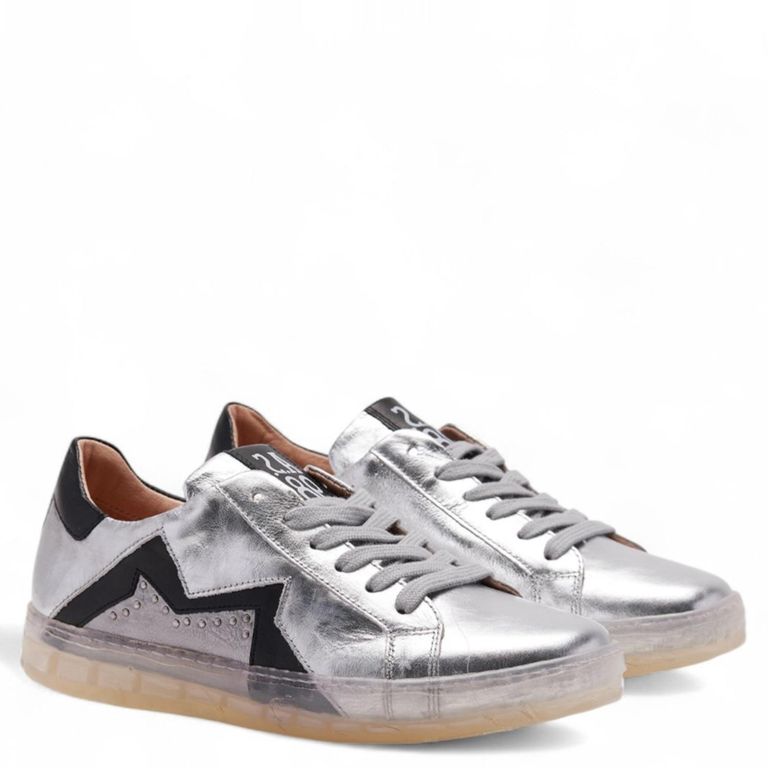 Zapatilla Urbana Mujer Cuero Plateada