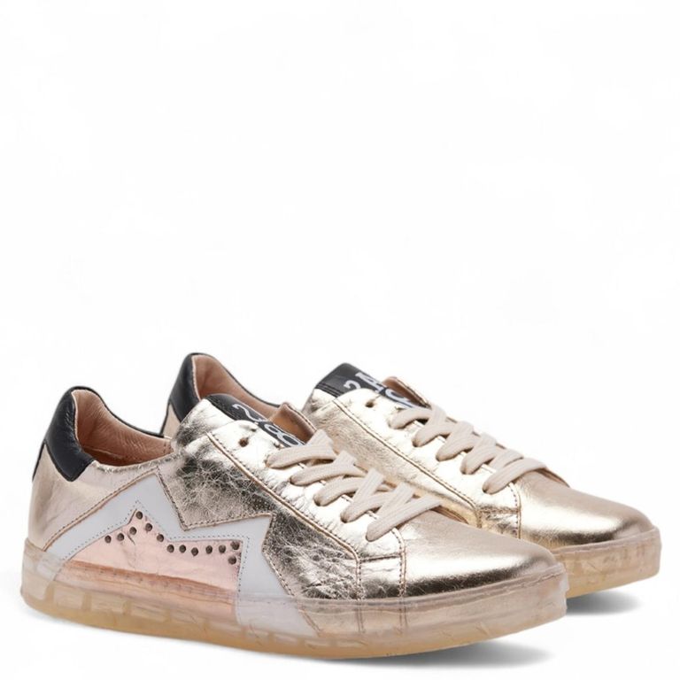 Zapatilla Urbana Mujer Cuero Dorada