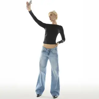 AMERICANINO - Jeans Wide Leg Tiro Bajo Mujer