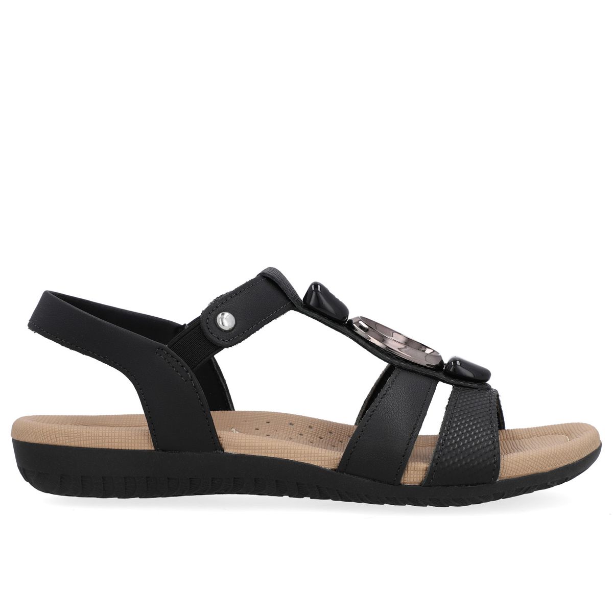 USAFLEX - Sandalia Mujer Cuero Negro Usaflex