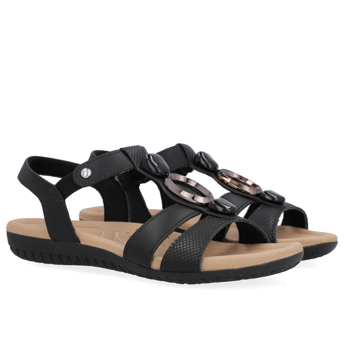 USAFLEX - Sandalia Mujer Cuero Negro Usaflex