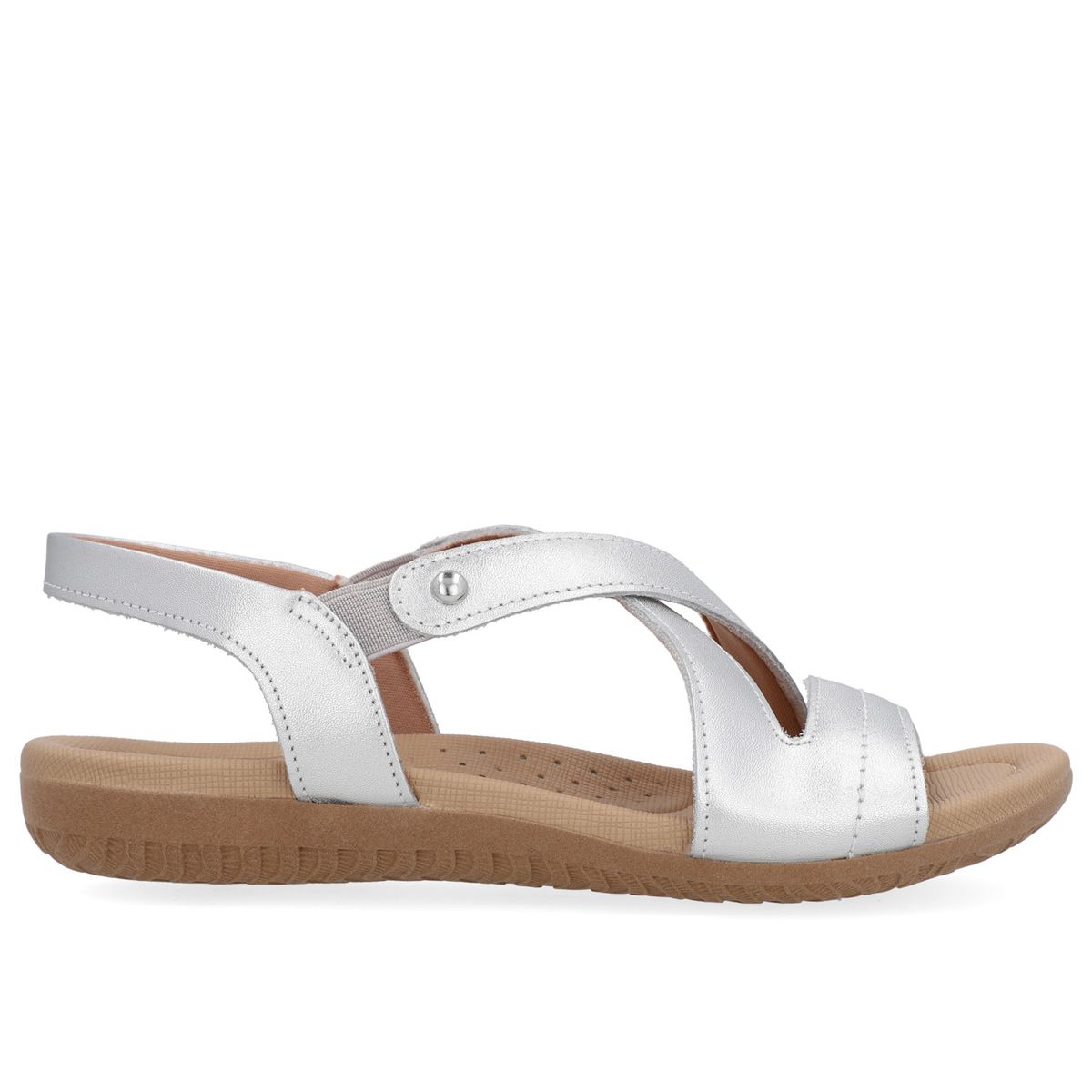 USAFLEX - Sandalia Mujer Cuero Plateado Usaflex