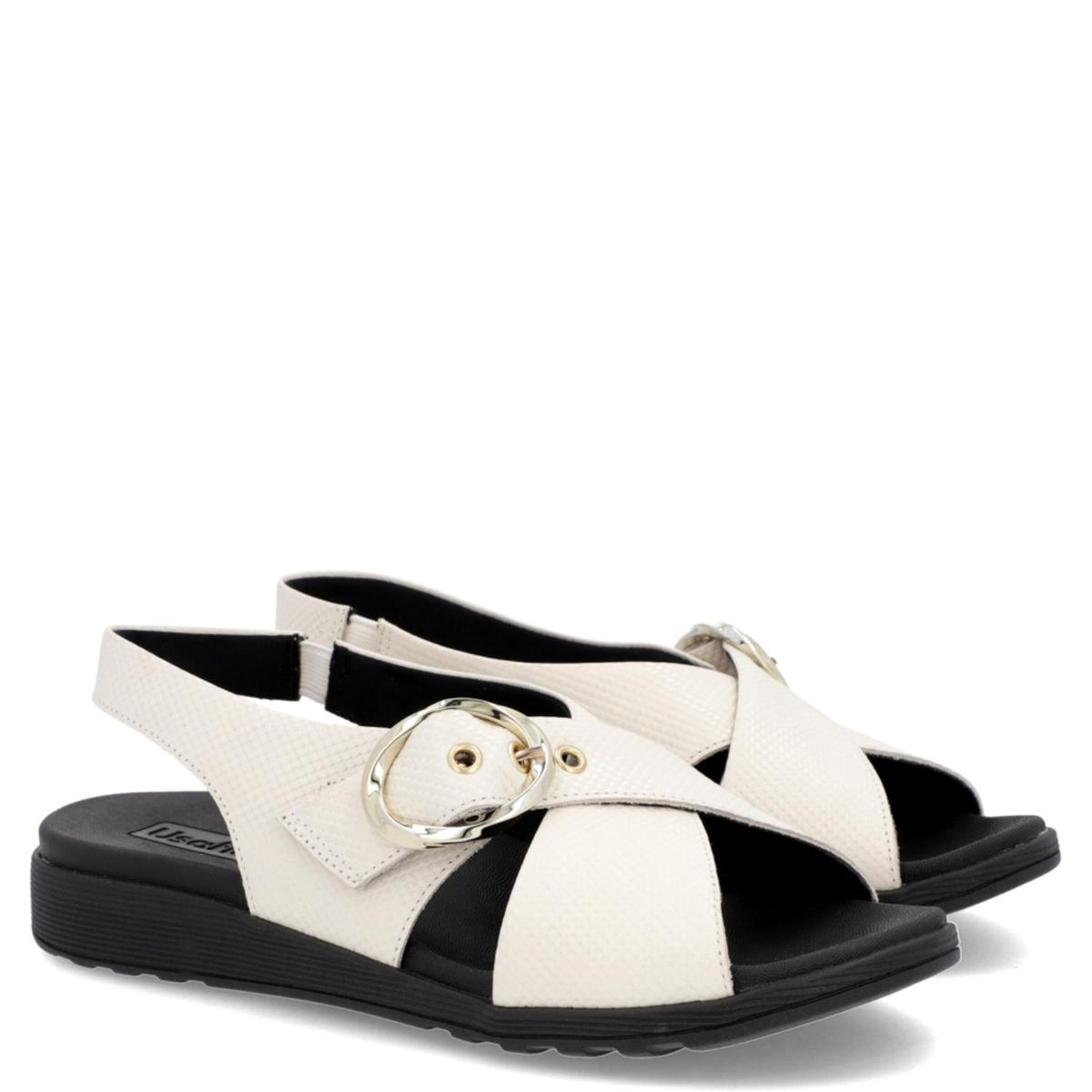 USAFLEX - Sandalia Mujer Cuero Blanco Usaflex