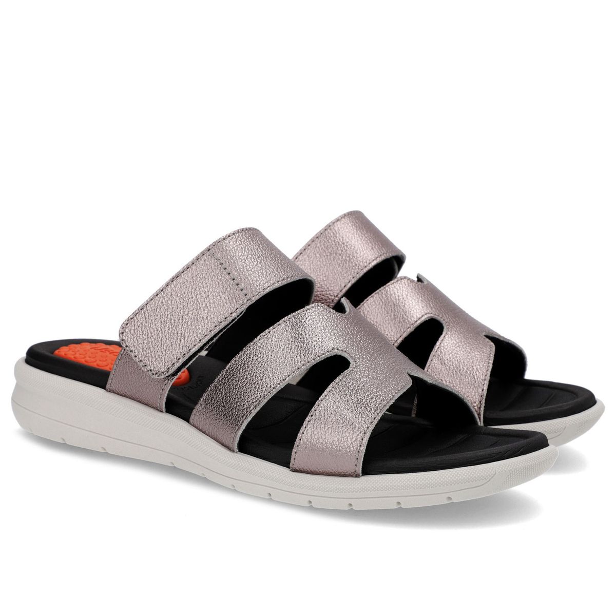 USAFLEX - Sandalia Mujer Cuero Plata Usaflex