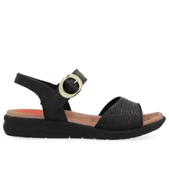 USAFLEX - Sandalia Mujer Cuero Negro