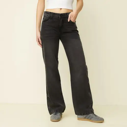 SYBILLA - Jeans Straight Tiro Bajo Mujer