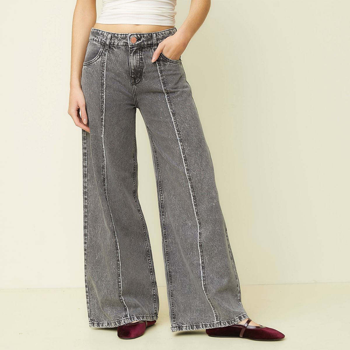 SYBILLA - Jeans Wide Leg Tiro Bajo Mujer Sybilla