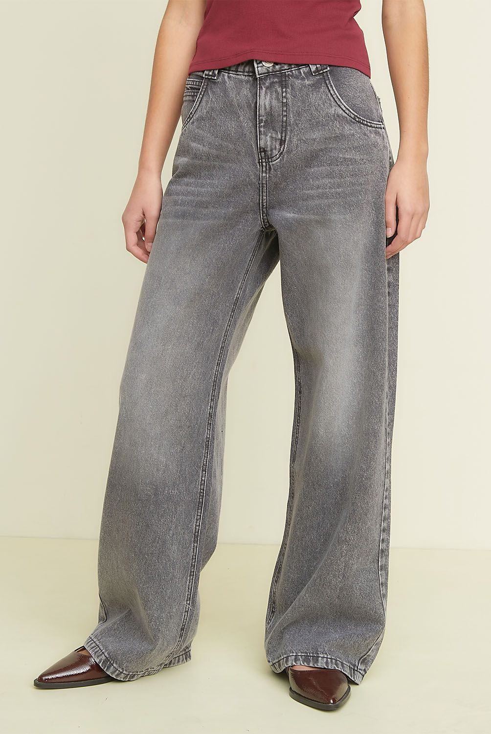 SYBILLA - Jeans Wide Leg Tiro Bajo Mujer Sybilla