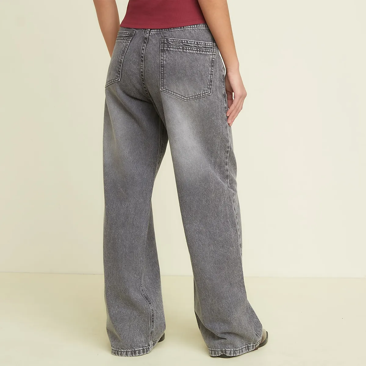 SYBILLA - Jeans Wide Leg Tiro Bajo Mujer Sybilla