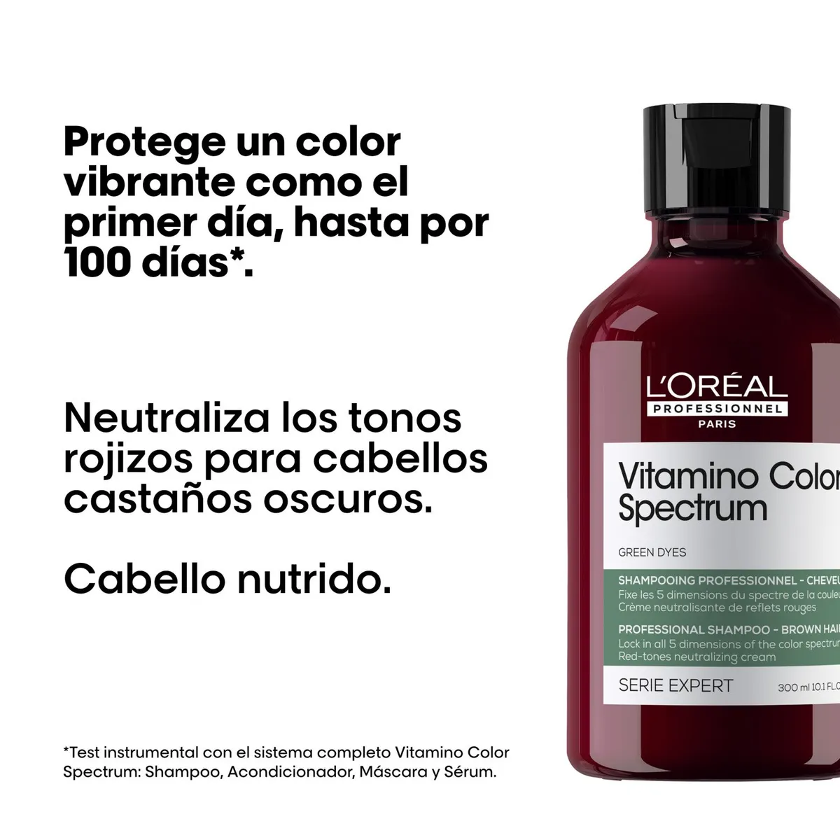 LOREAL PROFESSIONNEL - Shampoo Cuidado del Color Profundo Matizador Verde Vitamino Color Spectrum 300ml