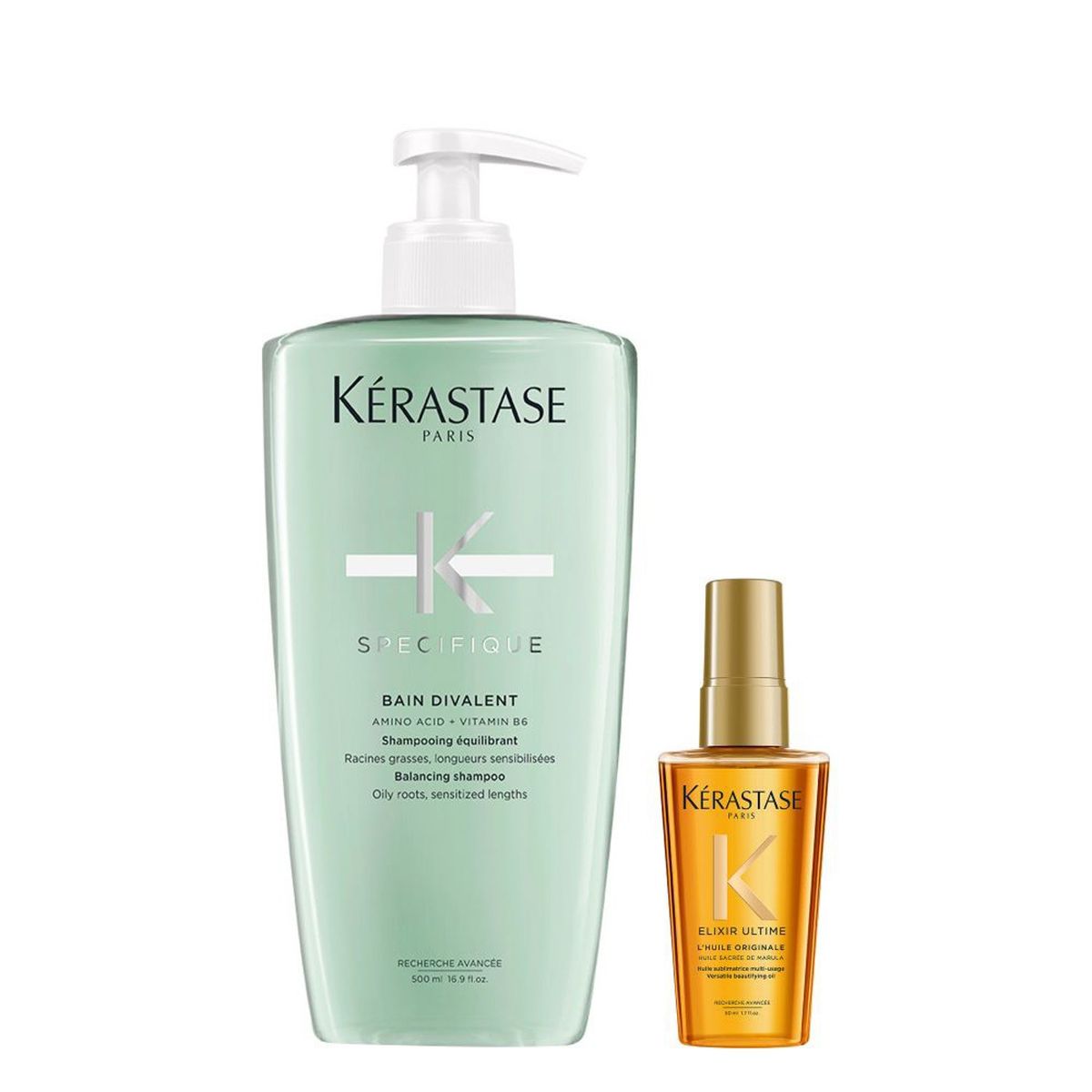 KERASTASE - Set Equilibrante Shampoo 500ml + Aceite 50ml para Cabello Graso Specifique Kérastase