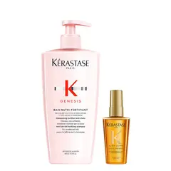 KERASTASE - Set Fortalecedor Shampoo 500ml + Aceite 50ml para Cabello Debilitado Genesis Kérastase