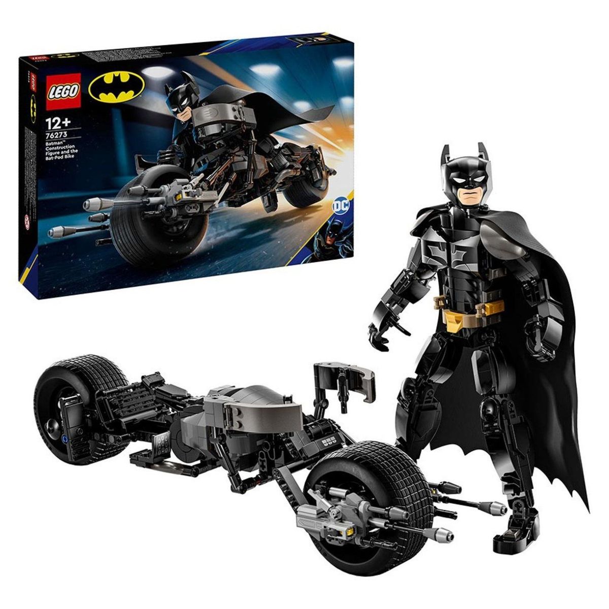 LEGO - Lego DC: Figura para Construir Batman y Moto Bat-Pod