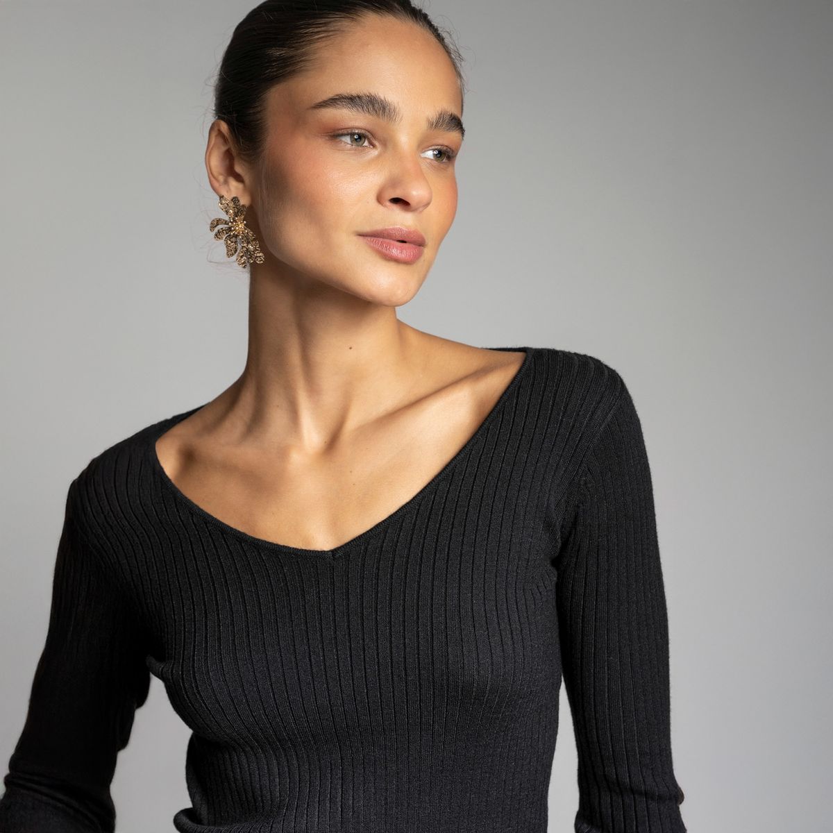 LOLITA LPK - Polera Tejida Pascuala V Negro Mujer Lolita LPK