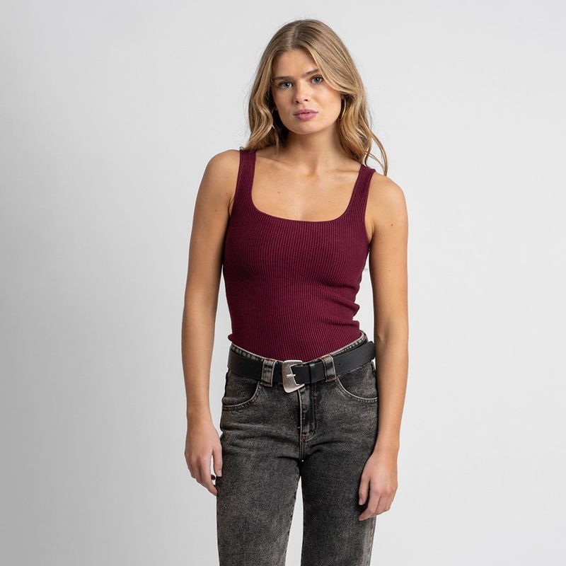 LOLITA POCKET - Polera Colo Burdeo Lolita Pocket