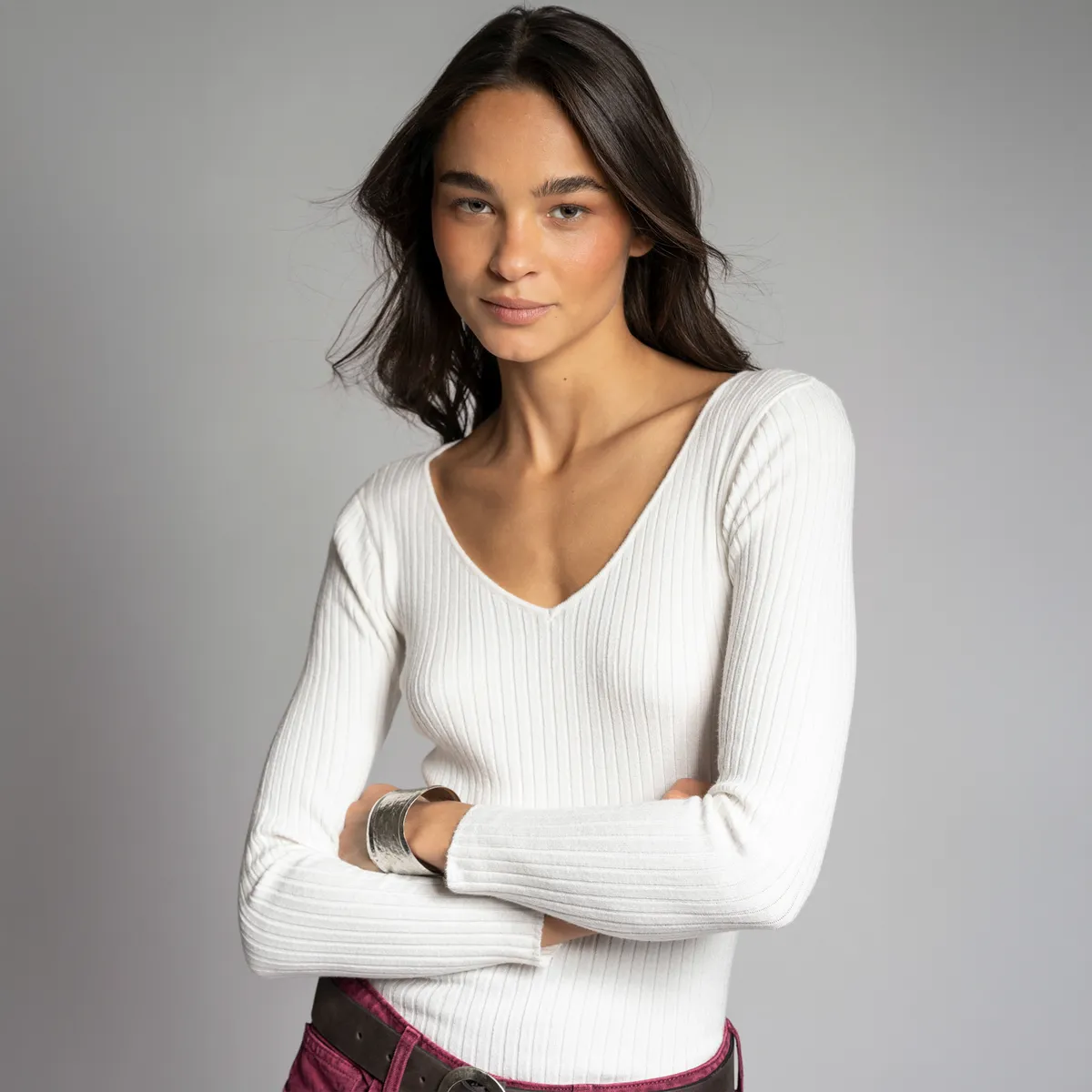 LOLITA LPK - Polera Tejida Pascuala V Crudo Mujer Lolita LPK