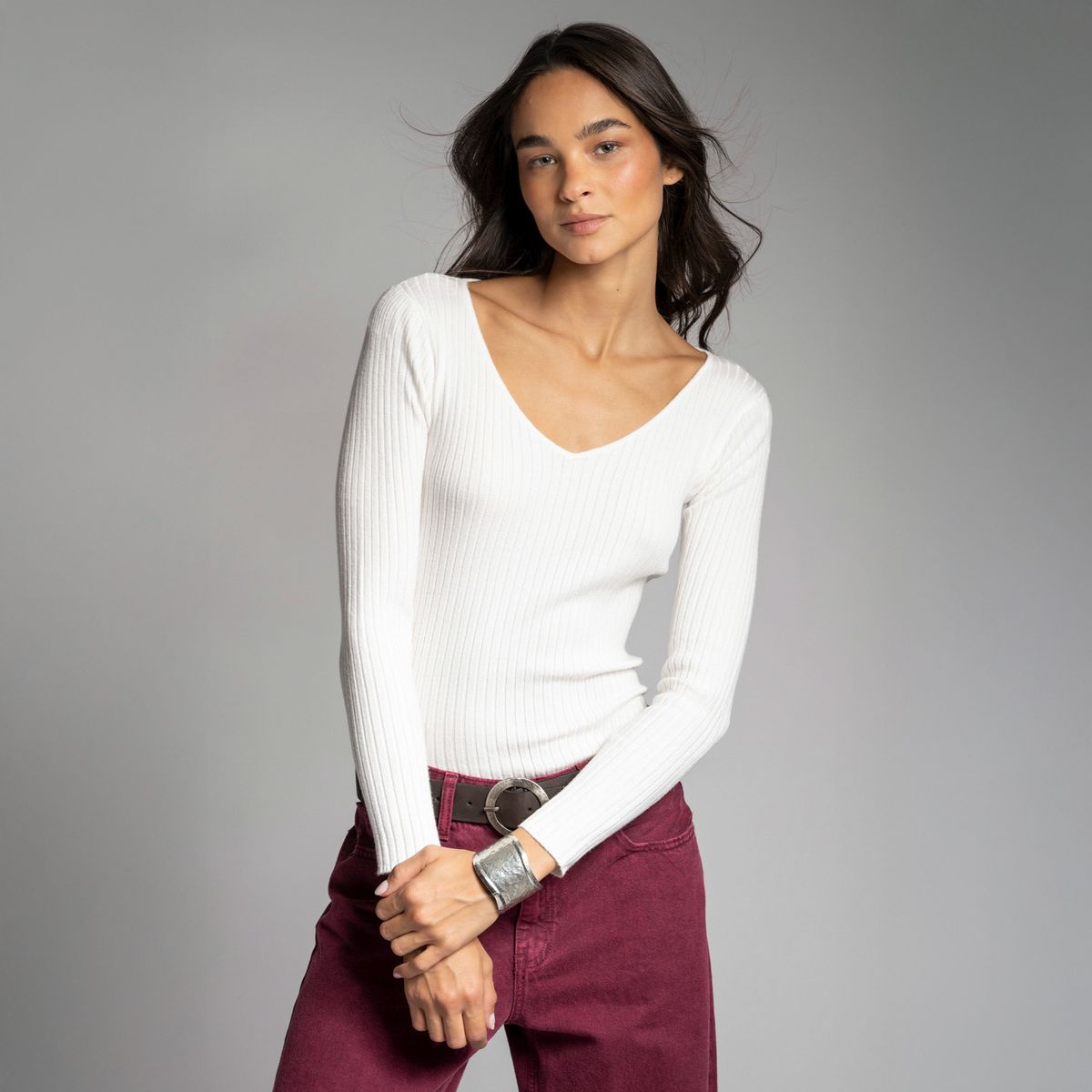 LOLITA LPK - Polera Tejida Pascuala V Crudo Mujer Lolita LPK