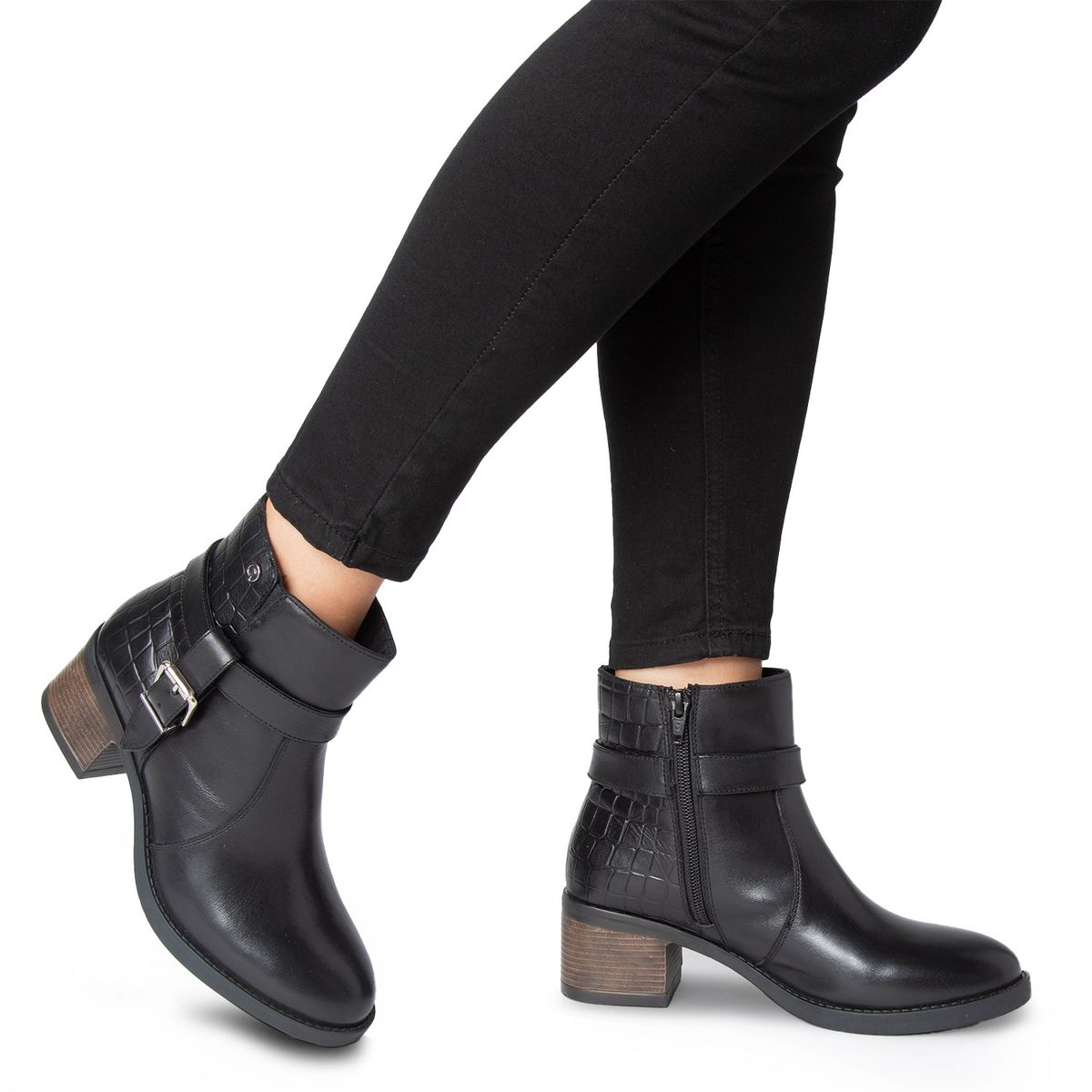 GACEL - Robertina Botín Mujer Cuero Negro Gacel