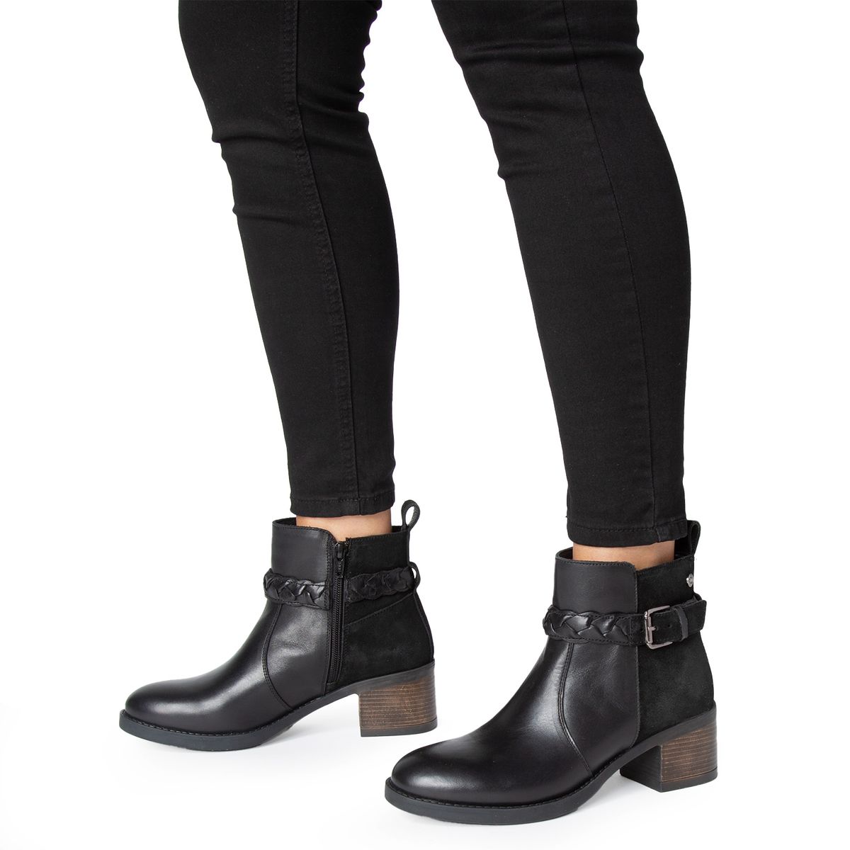 GACEL - Robertia Botín Mujer Cuero Negro Gacel