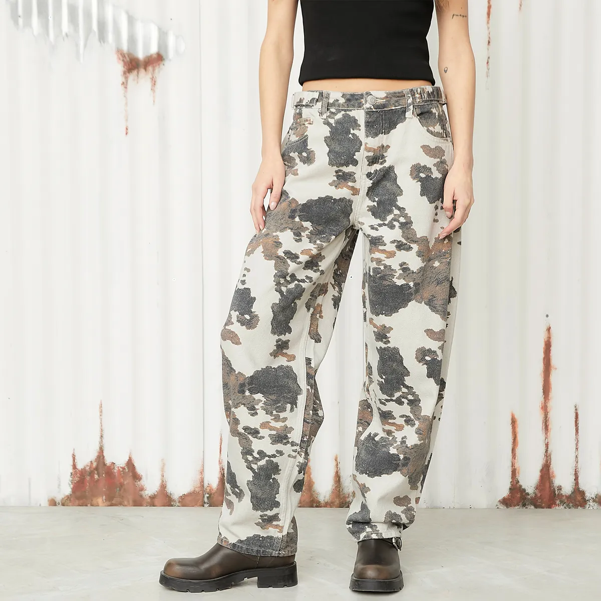 AMERICANINO - Jeans Baggy Tiro Medio Algodón Mujer Americanino