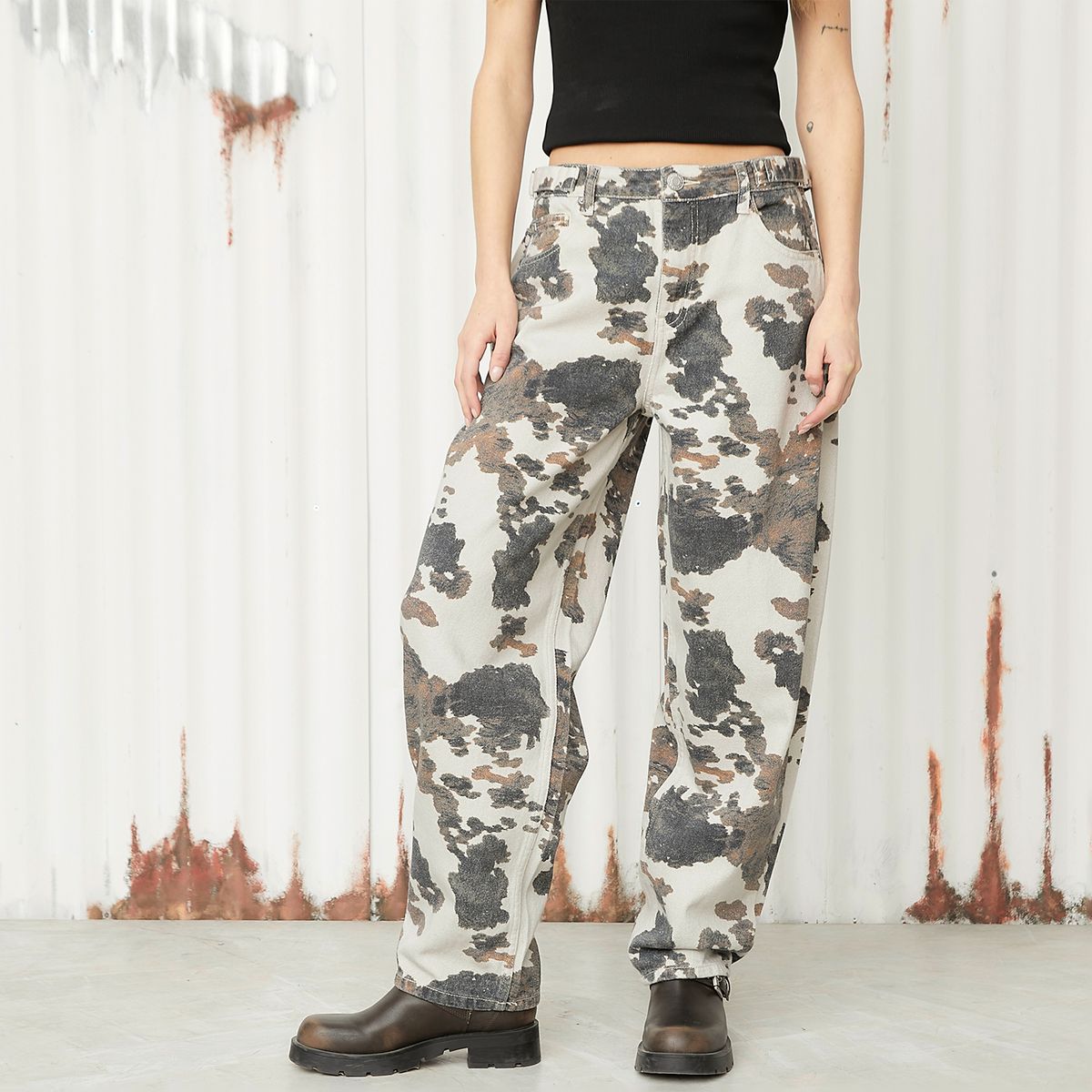 AMERICANINO - Jeans Baggy Tiro Medio Algodón Mujer Americanino