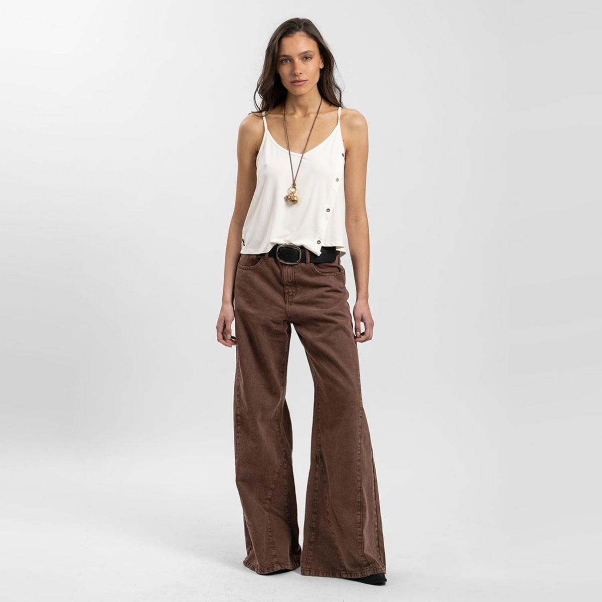 LOLITA LPK - Jeans Palazzo Tiro Alto Bernarda Café Mujer Lolita LPK