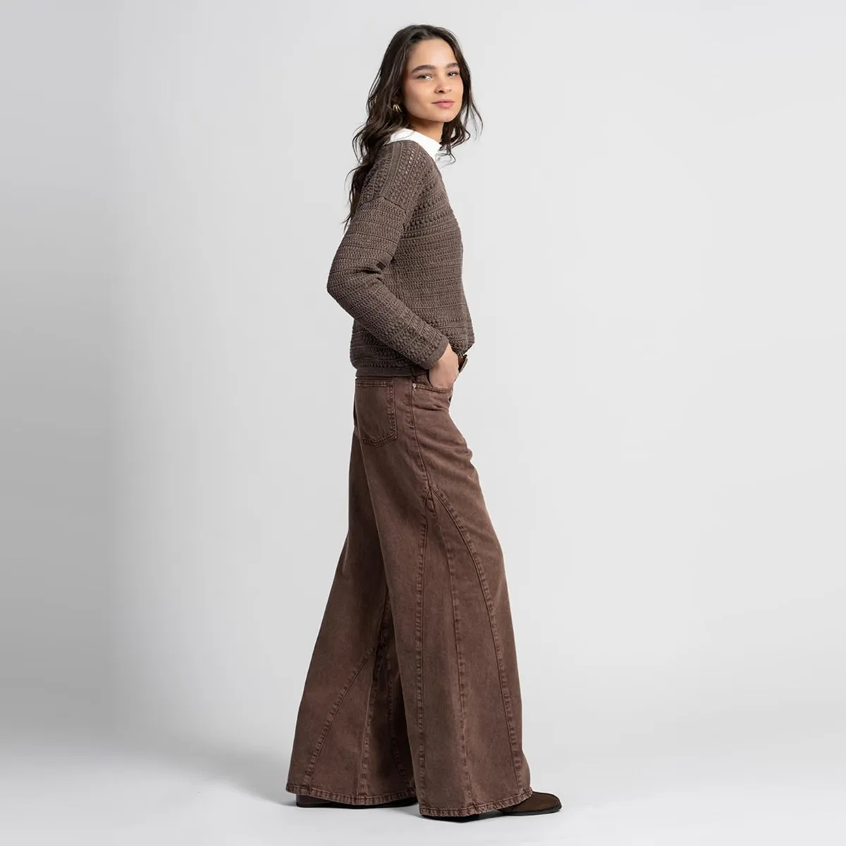 LOLITA LPK - Jeans Palazzo Tiro Alto Bernarda Café Mujer Lolita LPK